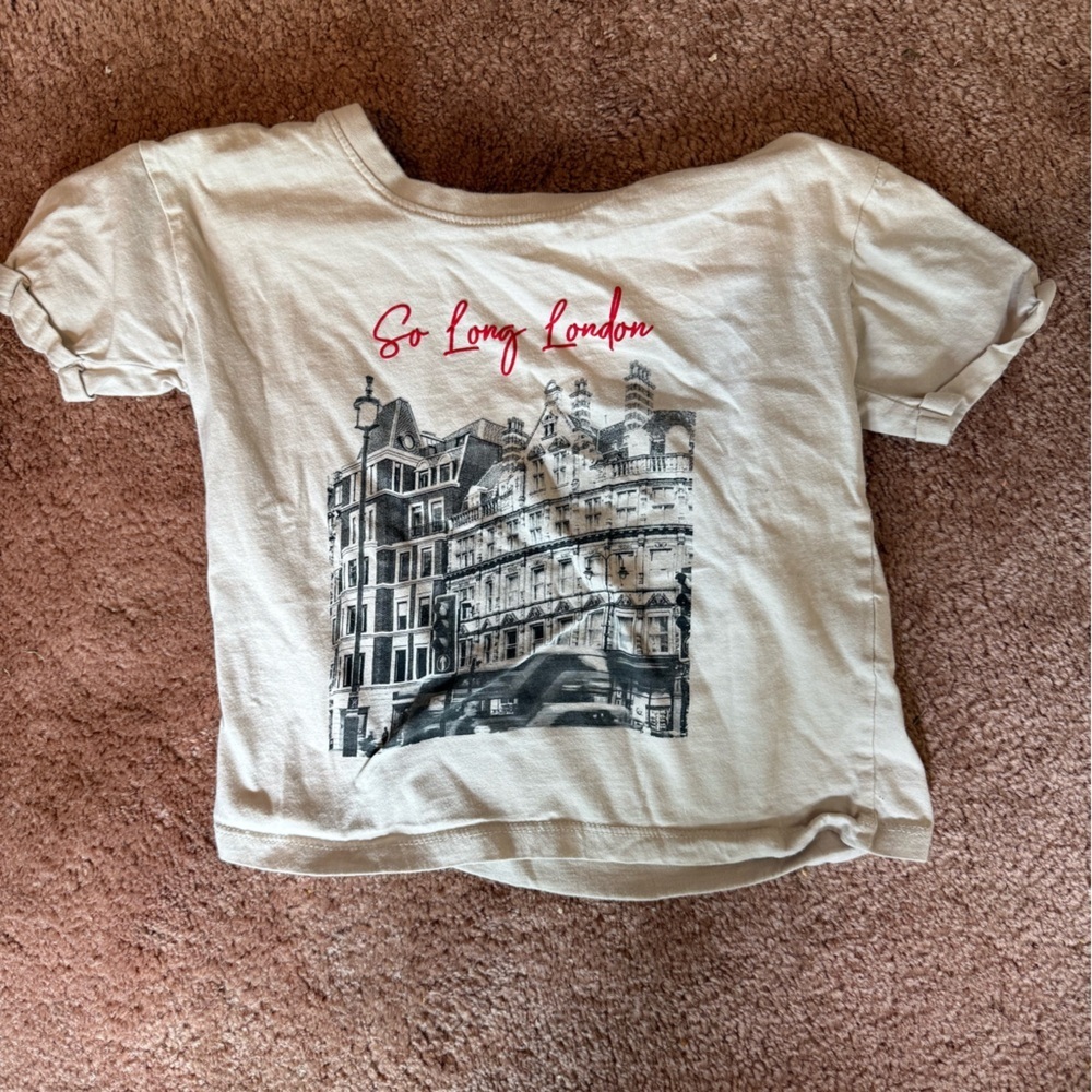 White Graphic Tee with London Print